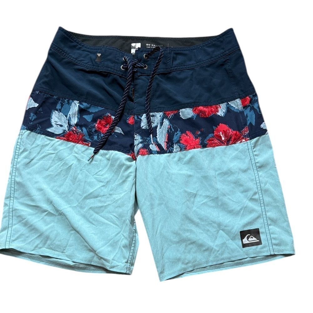 Quicksilver Blue & Green Floral Board Shorts